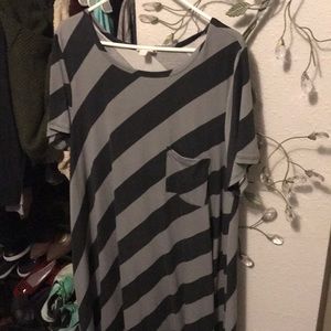 LuLaRoe 3X Plus Size Black/Grey Striped Carly
